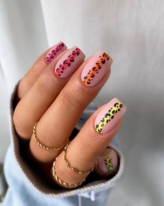 Яркий дизайн ногтей леопард на лето