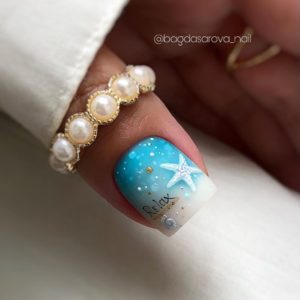 Морские ногти дизайн 