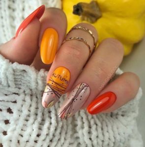 Ярко оранжевые ногти (55 фото)