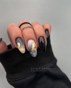 Дизайн ногтей текстуры черный