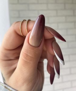 Градиент коричневый длинные ногти