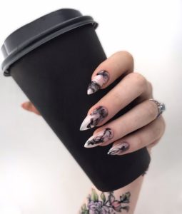 Дизайн черная дымка на ногтях