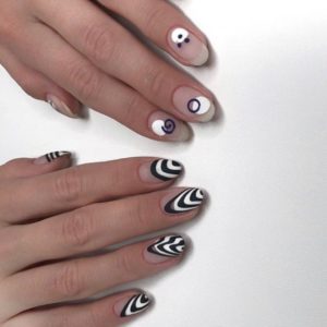 Чёрно-белый дизайн ногтей