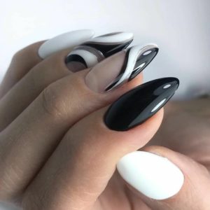 Чёрно-белый дизайн ногтей