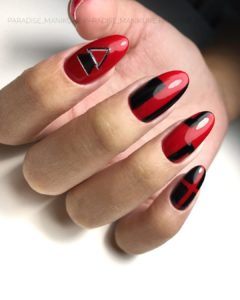 Красно-чёрный дизайн ногтей
