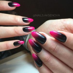 Розово чёрный градиент на ногтях фото 