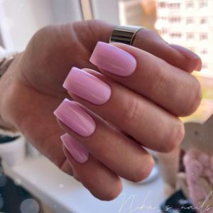 Нюдовый розовый квадрат ногти 
