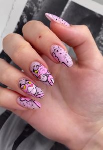 Дизайн ногтей розовая пантера 