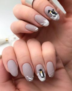 Пингвины на ногтях дизайн маникюр 