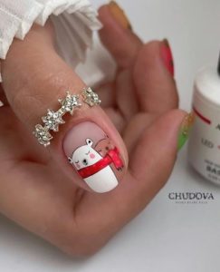 Мишки на ногтях дизайн Новый год 