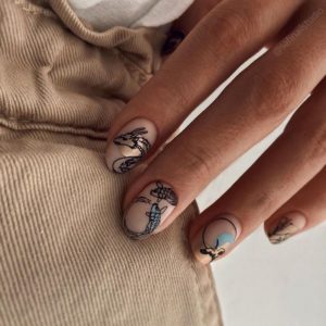 Маникюр с драконом на ногтях короткие 